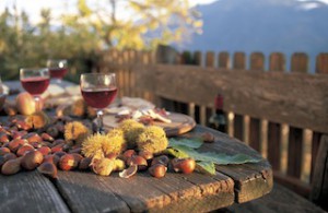 Klassiker beim Törggelen: Roter Wein und Kastanien, Foto: Frieder Blickle, Meraner Land